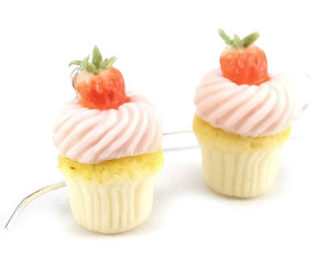 Cupcake örhängen - jordgubbe bild