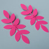 Hot Pink Double Leaves - Stud Earrings