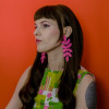 Hot Pink Double Leaves - Stud Earrings - Bild 3