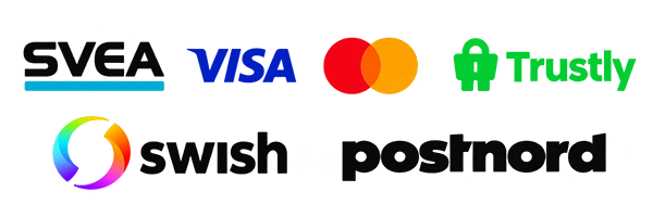 Betalnings- och leveransalternativ: Svea, Visa, Mastercard, Trustly, Swish och PostNord