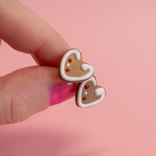 Pepparkaka Hjärtan Stiftörhängen